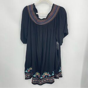 Swim 365 Swim coverup Dress black embroidered off the shoulder Sz 14/16